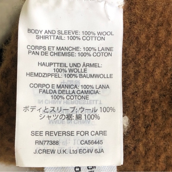 J.CREW Women Brown/White Crewneck Back Zip Pullover knit Shirt Tail Sweater Sz S - Picture 11 of 11